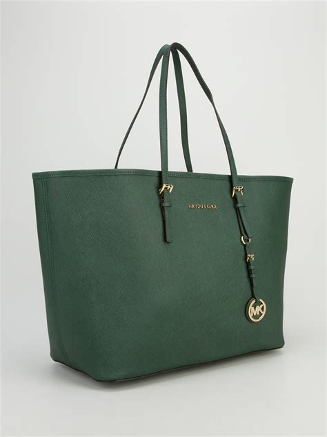 large emerald green michael kors tote bag